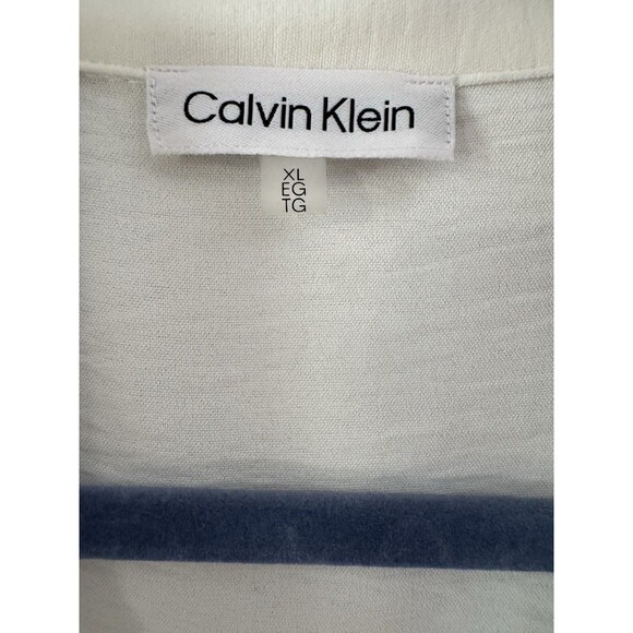 Calvin Klein women’s cinched button-down lightweight white blouse size XL - Picture 3 of 9